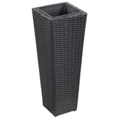 Vidaxl Visok cvetlični lonec 30x30x80 cm poli ratan črn