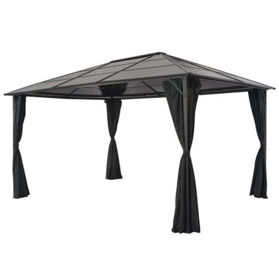 Vidaxl Paviljon z zaveso aluminij 4x3x2,6 m črn