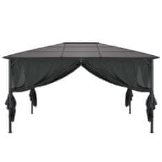 Greatstore Paviljon z zaveso aluminij 4x3x2,6 m črn