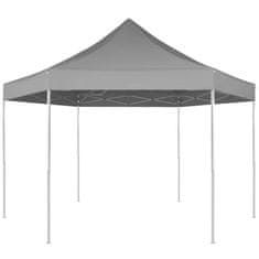 shumee Zložljiv šotor šestkoten siv 3,6x3,1 m
