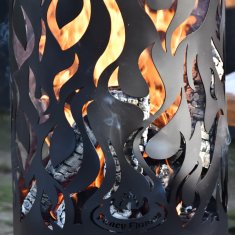 Vidaxl Sod za ogenj Flames karbonsko jeklo črne barve FF408