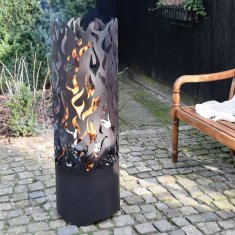 Vidaxl Sod za ogenj Flames karbonsko jeklo črne barve FF408