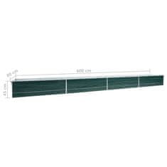 Vidaxl Visoka greda pocinkano jeklo 600x80x45 cm zelena