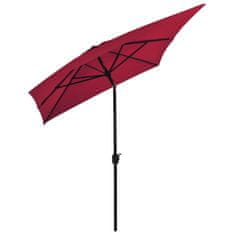 Vidaxl Zunanji senčnik s kovinskim drogom 300x200 cm bordo rdeč