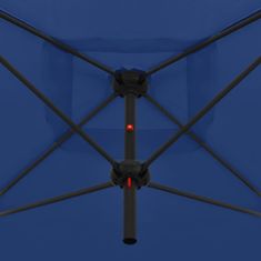 Vidaxl Dvojni senčnik z jeklenim drogom 250x250 cm sinje moder