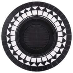 shumee Ognjišče z mozaikom črno in belo 68 cm keramika