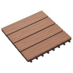 Vidaxl 11 talnih plošč globok relief WPC 30x30 cm 1 m2 svetlo rjave