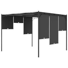 Vidaxl Vrtni paviljon s stransko zaveso 3x3x2,25 m antraciten