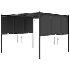Vidaxl Vrtni paviljon s stransko zaveso 3x3x2,25 m antraciten