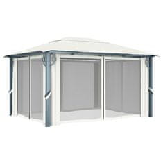 Vidaxl Paviljon z zaveso 400x300 cm krem aluminij