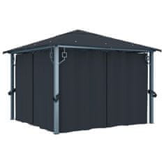 Vidaxl Paviljon z zaveso 300x300 cm antraciten aluminij