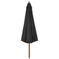 Vidaxl Zunanji senčnik z lesenim drogom 330 cm antraciten