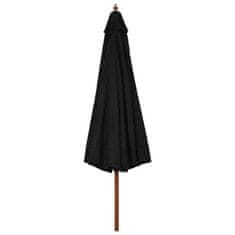 Vidaxl Zunanji senčnik z lesenim drogom 330 cm črn