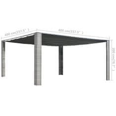 shumee Paviljon z drsno streho 400x400x200 cm siv in antraciten