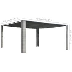 Vidaxl Paviljon z drsno streho 400x400x200 cm siv in antraciten