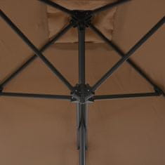 Greatstore Zunanji senčnik z jeklenim drogom 300 cm taupe