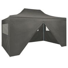 Greatstore Zložljiv šotor s škarjami s štirimi stranicami 3 x 4,5 m antracit