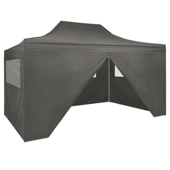 shumee Zložljiv šotor s škarjami s štirimi stranicami 3 x 4,5 m antracit