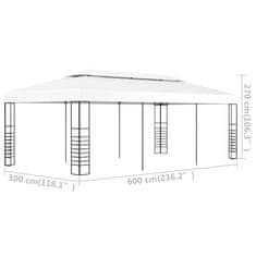 Vidaxl Paviljon šotor 6x3 m bel
