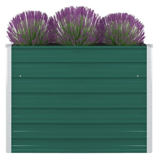 Vidaxl Dvignjeno cvetlično korito 100x100x77 cm pocinkano jeklo zeleno