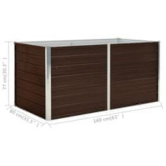 Vidaxl Dvignjeno cvetlično korito pocinkano jeklo 160x80x77 cm rjavo