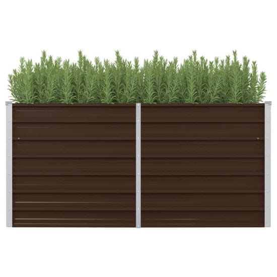 Vidaxl Dvignjeno cvetlično korito pocinkano jeklo 160x80x77 cm rjavo