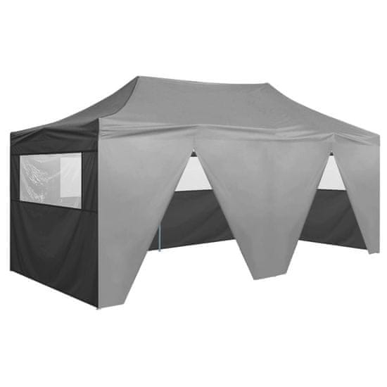 shumee Profesionalni zložljivi šotor za zabavo s 4 stranicami 3x6 m jekleni antracit