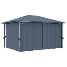 Vidaxl Paviljon z zaveso 400x300 cm antraciten aluminij