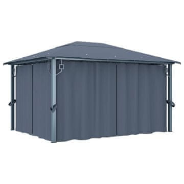 Vidaxl Paviljon z zaveso 400x300 cm antraciten aluminij