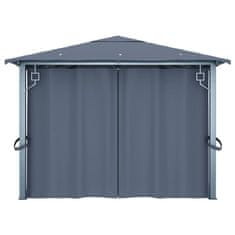 Vidaxl Paviljon z zaveso 400x300 cm antraciten aluminij