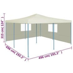 Vidaxl Zložljiv paviljon z 2 stranicama 5x5 m krem