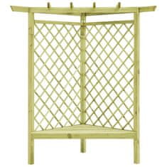 Vidaxl Kotna pergola s klopjo 130x130x197 cm impregnirana borovina