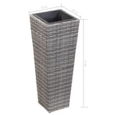 Vidaxl Visok cvetlični lonec 30x30x80 cm poli ratan siv