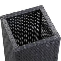 Vidaxl Visok cvetlični lonec 28x28x80 cm poli ratan črn