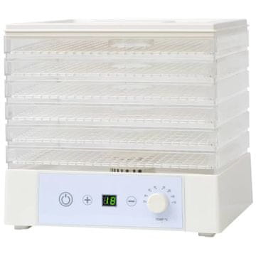 Vidaxl Sušilnik Hrane s 6 Pladnji 250 W Bele Barve
