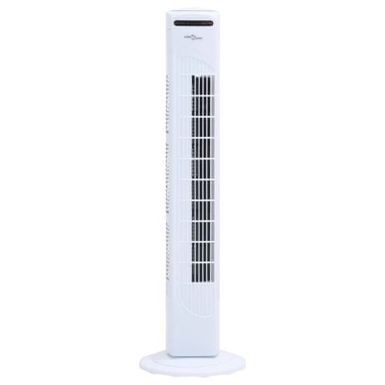 Vidaxl Stoječi ventilator z daljincem in časovnikom Φ 24x80 cm bel