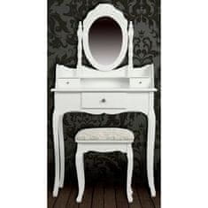 shumee Toaletna mizica z ogledalom in stolčkom bele barve