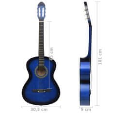 Vidaxl Klasična kitara za začetnike modra 4/4 39" lipov les