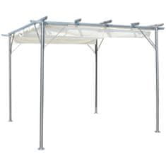 Vidaxl Pergola z zložljivo streho kremno bela 3x3 m jeklo