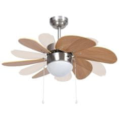 Vidaxl Stropni ventilator z lučjo 76 cm svetlo rjav