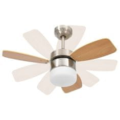 Vidaxl Stropni ventilator z lučjo in daljincem 76 cm svetlo rjav