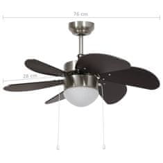 Greatstore Stropni ventilator z lučjo 76 cm temno rjav