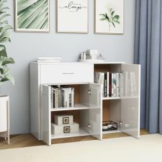 Vidaxl Komoda visok sijaj bela 88x30x70 cm iverna plošča