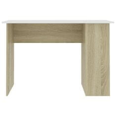 Vidaxl Pisalna miza bela in sonoma hrast 110x60x73 cm iverna plošča