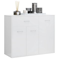Vidaxl Komoda visok sijaj bela 88x30x70 cm iverna plošča