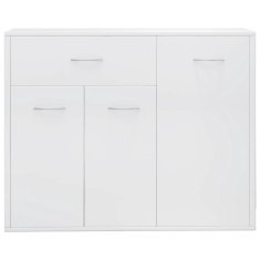 Vidaxl Komoda visok sijaj bela 88x30x70 cm iverna plošča
