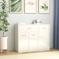 Vidaxl Komoda visok sijaj bela 88x30x70 cm iverna plošča