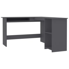 Vidaxl Kotna miza L-oblike siva 120x140x75 cm iverna plošča