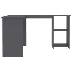 Vidaxl Kotna miza L-oblike siva 120x140x75 cm iverna plošča