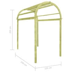 Vidaxl Mrežast vrtni obok 125x150x235 cm impregnirana borovina